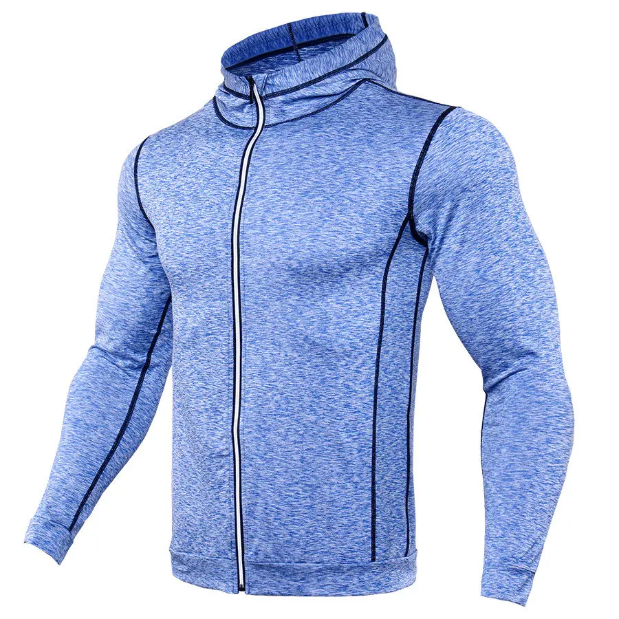 

NEW Rashgard Hooded Running T Shirt Men Sport Shirt Men Zipper Hoody GYM T Shirt Compression Shirt Fitness Tshirt Training Tight