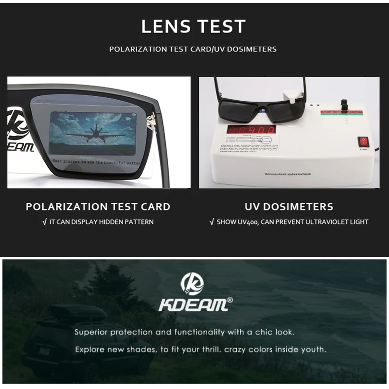 Goede Flat top Ontwerp Vierkante Zonnebril Unisex Gepolariseerde   UV400 lens Mannen party brillen TR90 frame Vrouwen Outdoor Bril KDEAM KD693