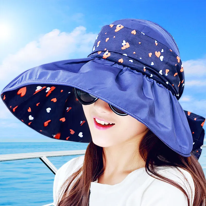 2020 New Foldable Sunshade Uv Protection Wide Brim Sun Hat For Women Summer Visor Hat Beach 