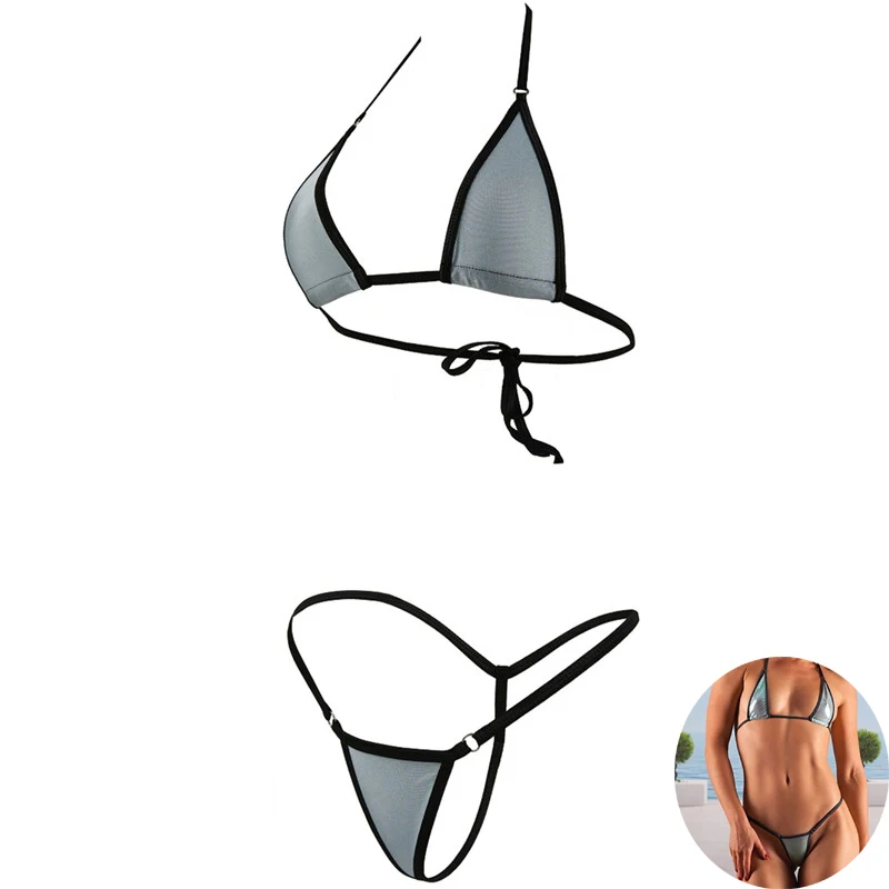 

Extreme Sexy Micro Bikini Brazilian Triangle Swimwear Set Low Waist Women Two Piece Swim Suit Bathing Beachwear Erotic Lingerie