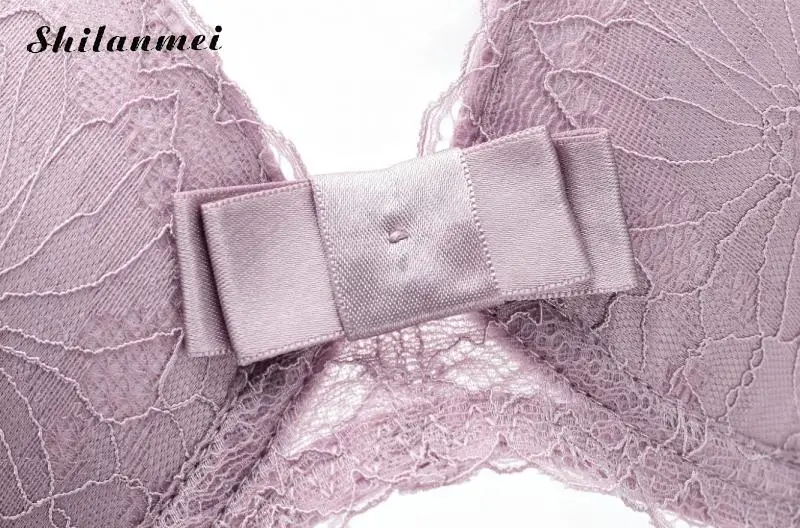 Elegant Woman Lace 3/4 Cup Push Up Bra And Panties Brief Set Convertible Straps Female Pink Daily Lingerie Set