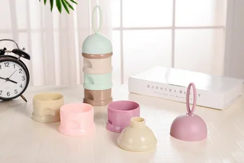 

DHL 50pcs Portable Rings Infant Milk Container Three Grid Boxes Snacks Candy Supplies Box