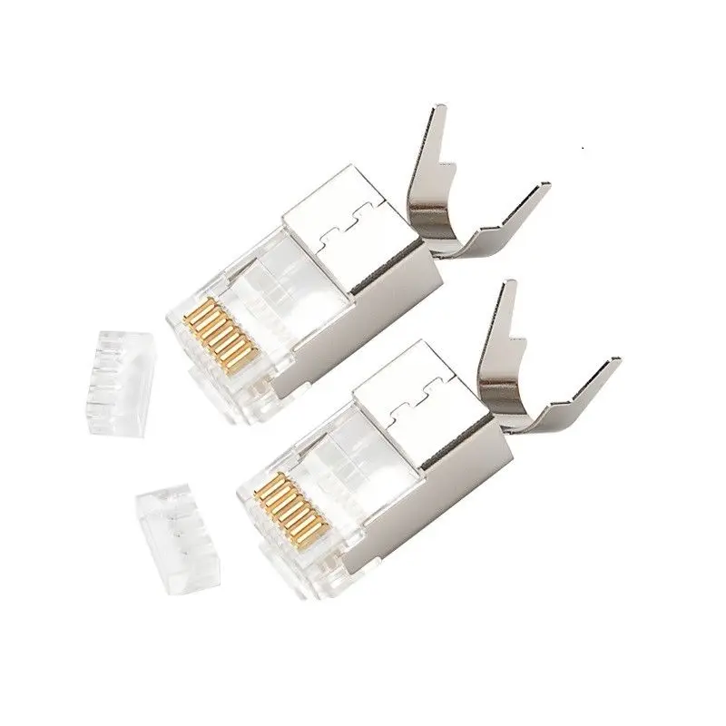 50 шт./лот CAT7 RJ45 разъем Щит FTP RJ45 разъем 8P8C сетевой CAT7 модульный разъем для кабеля Ethernet