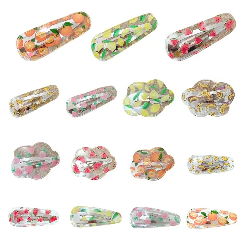 

Summer Fresh Style Jelly Side Bangs Hair Clip Sweet Girl Colored Fruit Pattern BB Hairpin Water Drop Flower Shaped Snap Barrette