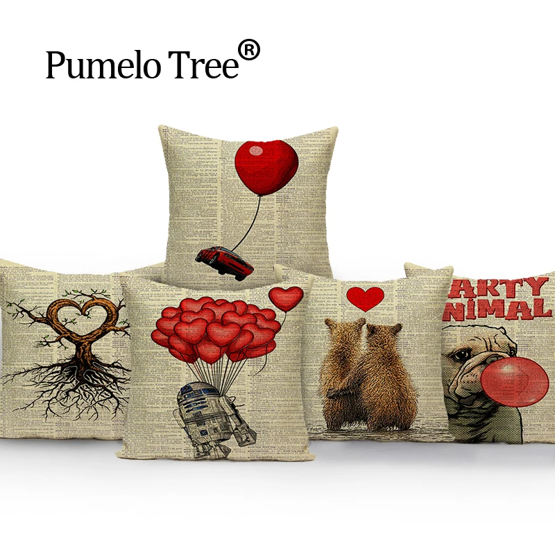 Animal love red cover cushion 45*45cm home cushions Own Photo cushion