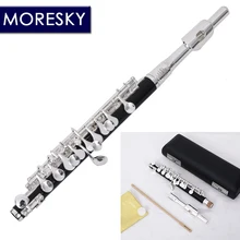 MORESKY Piccolo-cuproníquel de llave C, flauta de medio tamaño, Material de cuerpo Chapado en plata, resina ABS