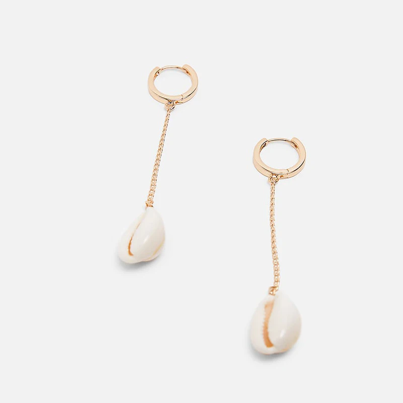 

Trendy Bohemia Jewelry Earring Handmade Huggie Drop Earrings White Cowry Shell Pendant Earrings Accessories for Women 2019