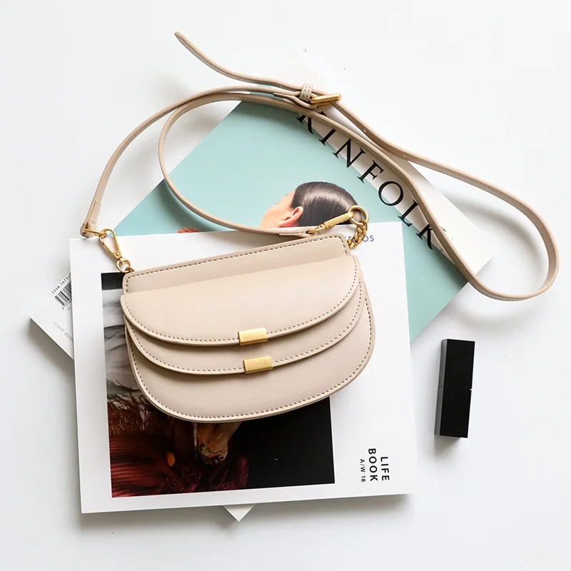 

2 Straps Half Moon Designer Bags Famous Brand Women Bags 2019 Shoulder Bag For Girls Sling Bag With Chain Women Crossbody Bag