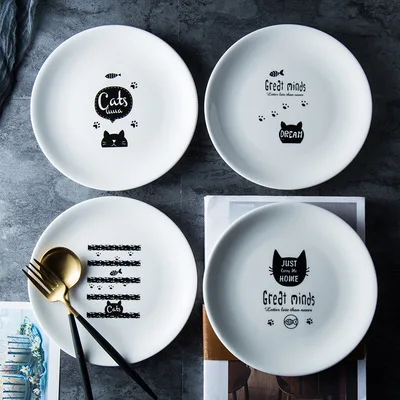 

European Western Ceramic Tableware Steak Plate Creative Tray Disc Household Children's Plate Cartoon Plate Set