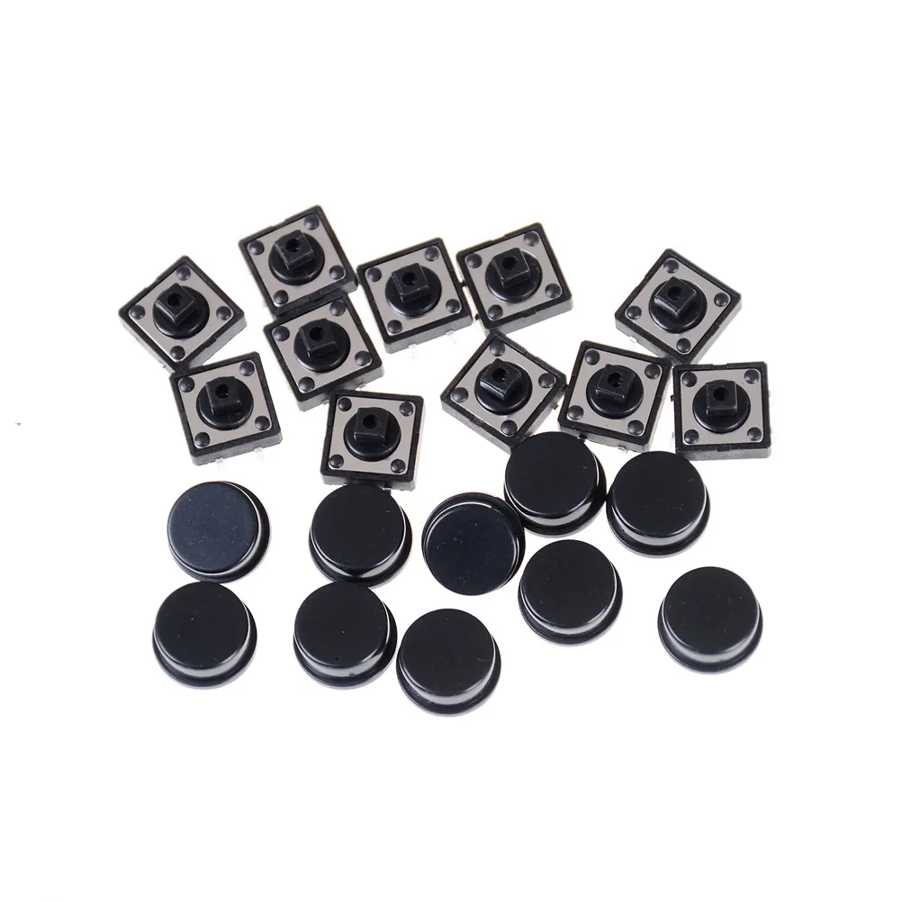 10pcs Momentary Tact Tactile Push Button Switch 12x12x12mm 4 Pin Cap BRPCJIC