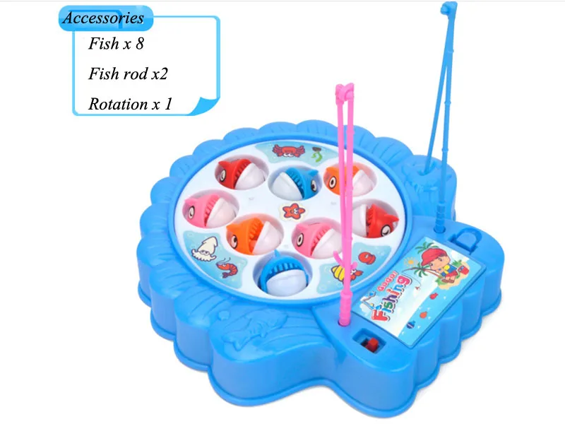 Детские электронные В виде ракушки Форма вращения Игрушечная рыбалка с музыкой и два Рыбалка стержень Funny интерактивное Игрушечные
