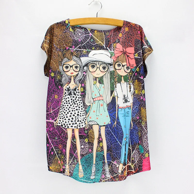 

Fashion girls Character printed t-shirt women 2016 new arrival summer tees ladies short sleeve O-neck top tees free shipping