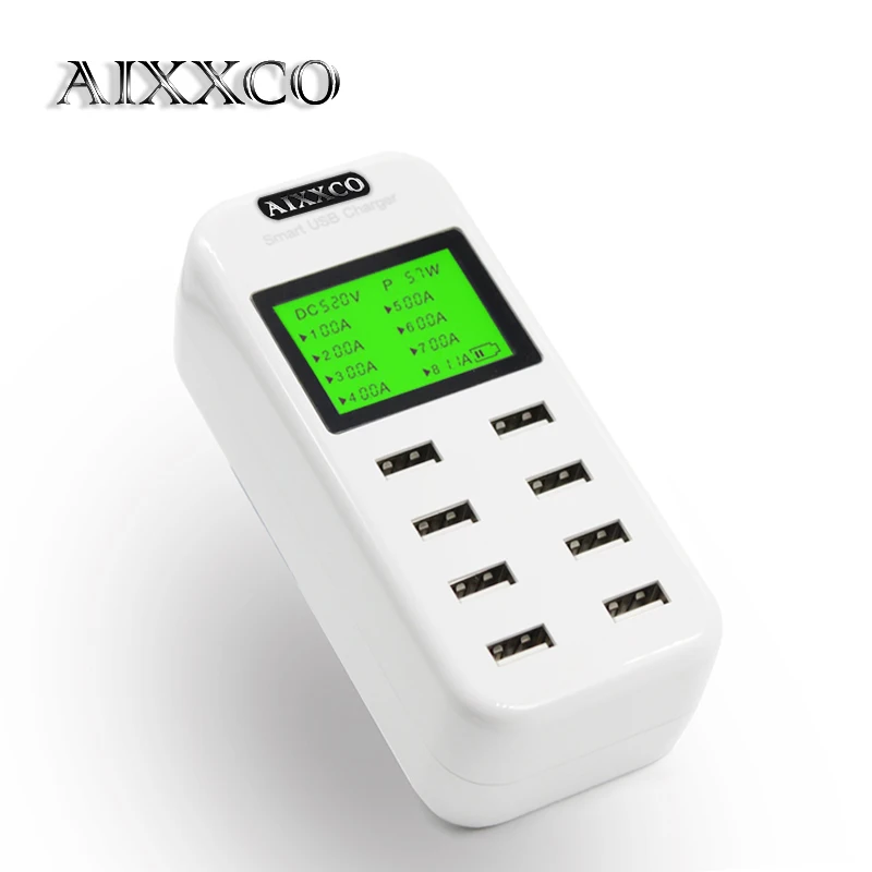 bilder für AIXXCO Smart 8A USB ladegerät mit LCD Display mit 8 usb power ports für iphone samsung handy bilder für AIXXCO Smart 8A USB ladegerät mit LCD Display mit 8 usb power ports für iphone samsung handy