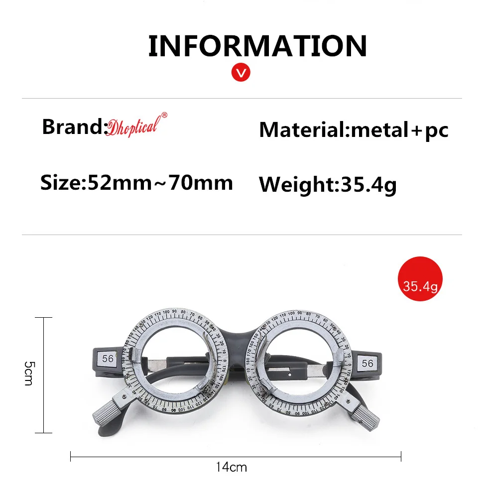 Металлическая пробная оправа, серая фиксированная пробная оправа, оптическая пробная оправа 52~ 70 мм очки для магазина