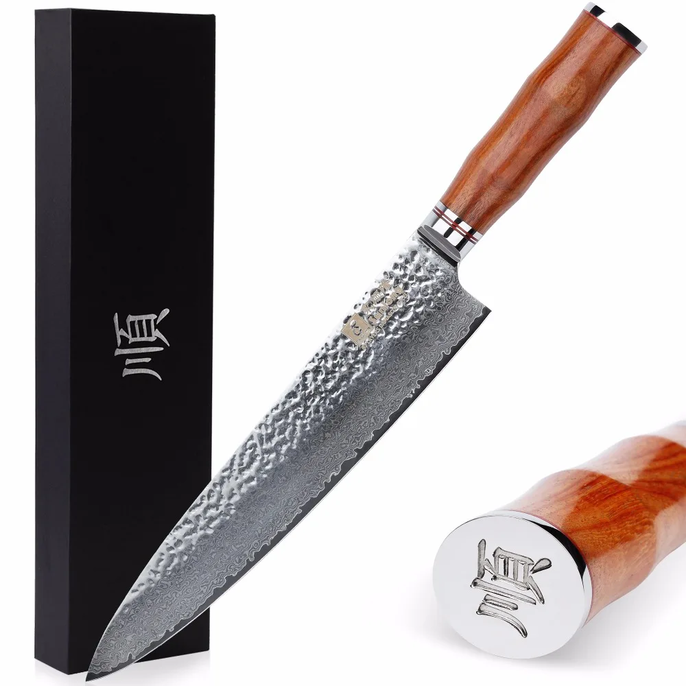 Японский нож шеф повара Sunlong Gyuto VG10 ручка из дамасской стали палисандр 10 дюймов|10