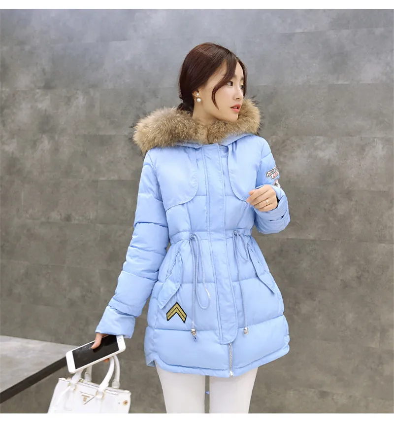Winter font b women s b font Clothing Fur Collar Hooded Down Padded font b Coat