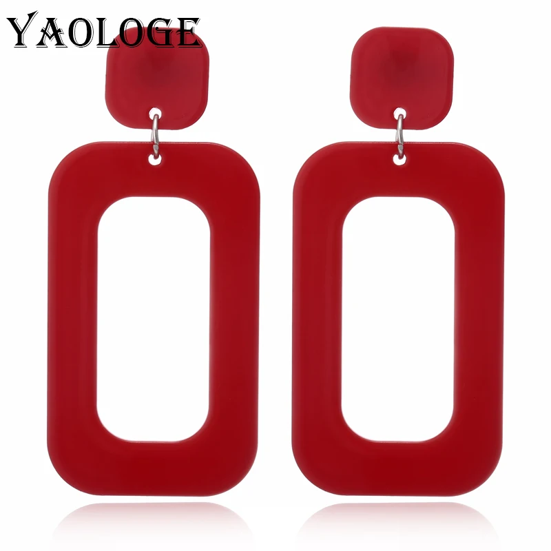 

YAOLOGE Trendy Acrylic Square Geometric Earring Personality Hollow Dangler For Women Vintage Statement Accessories New Products
