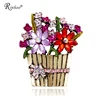 RINHOO Fashion A Basket Of Flowers Brooch Plants Crystal Rhinestone Mother's Day Vintage Jewelry Colorful Brooch Pin for Women ► Photo 1/6