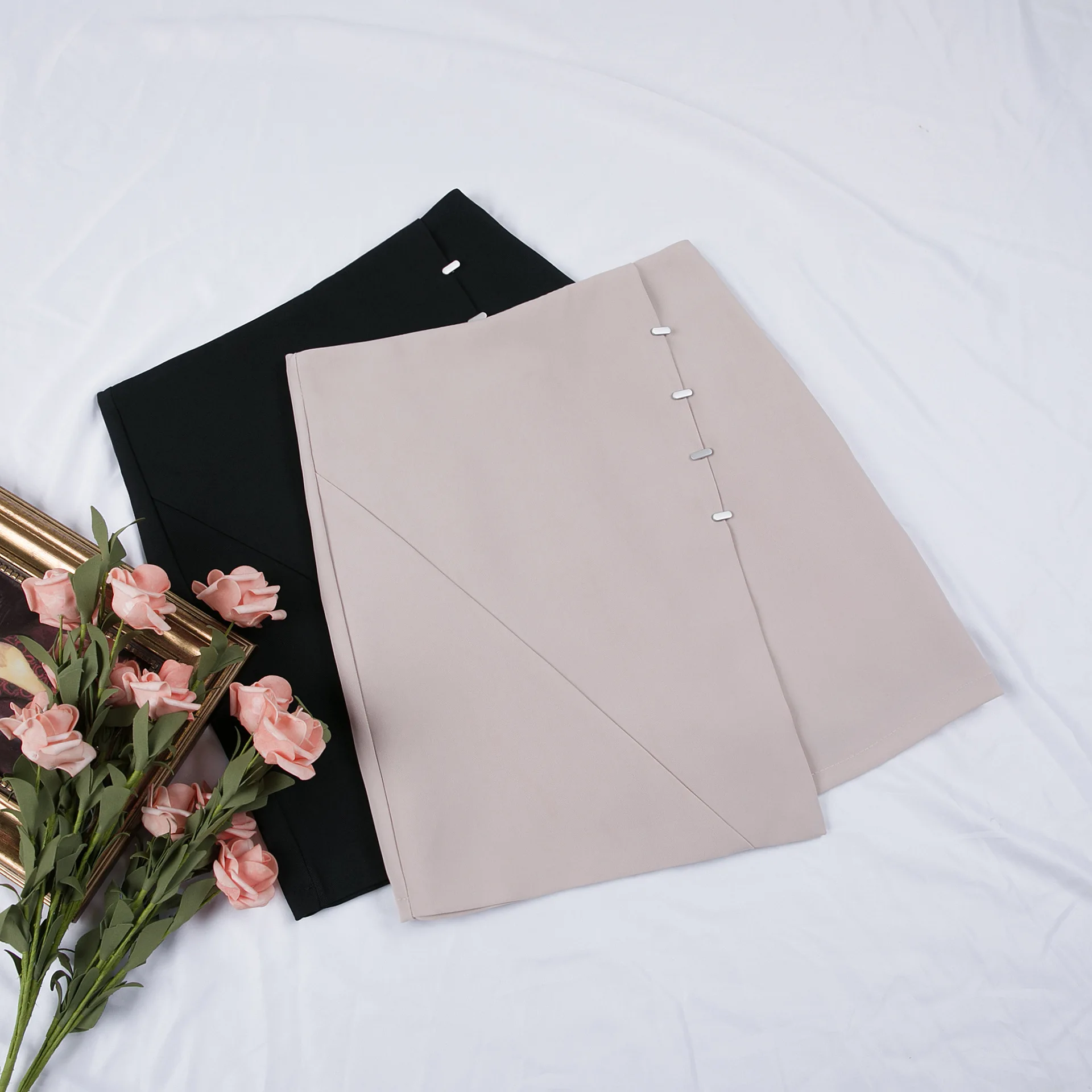 Высокая талия офисные женские мини юбки проданные цвета молния летают корейское платье-карандаш юбка нерегулярные юбки шорты юбка