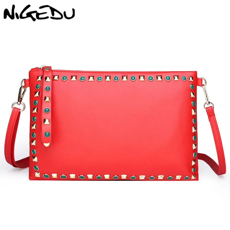 

Colored Rivets Women Clutches Female Envelope Clutch Purse Pu Leather Crossbody Bag For Ladies Shoulder Bags Party Evening Bags