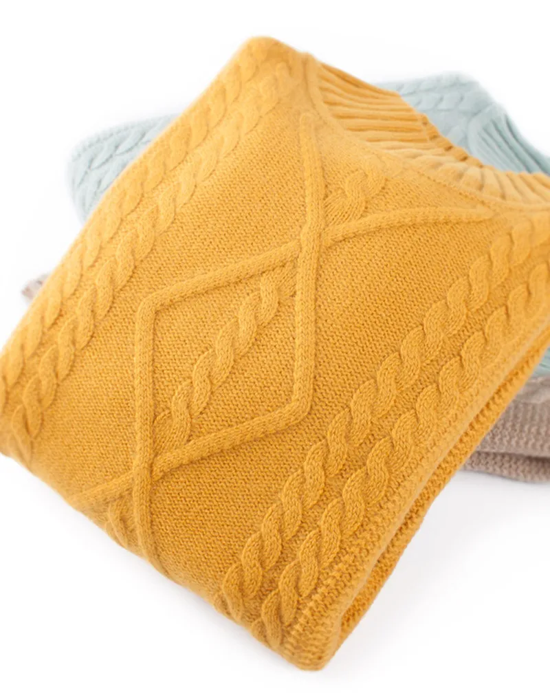 top grade 100%goat cashmere twisted knit women boutique thick pullover sweater half-high collar ope