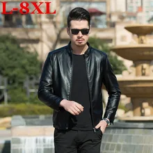 Новинка Высокое качество размера плюс 8XL 7XL мужская кожаная куртка из натуральной кожи брендовый черный мужской бомбер мотоциклетная Байкерская мужская куртка