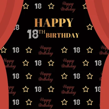 

Happy 18th 15 30 35 40 50 Birthday Party Gold Star Red Curtain Child Portrait Photography Background Photo Backdrop Photo Studio
