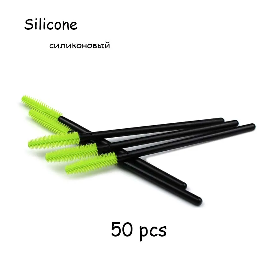 50pcs Green Одноразовые силиконовые гелевые, для ресниц расческа щетки для туши 25/50 шт в наборе, удлинение ресниц профессиональный инструмент Красота инструмент для макияжа - Цвет: 50pcs Green
