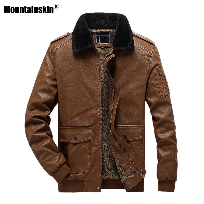 Mountainskin 2020 зимние мужские кожаные куртки повседневные Бархатные Теплые пальто с