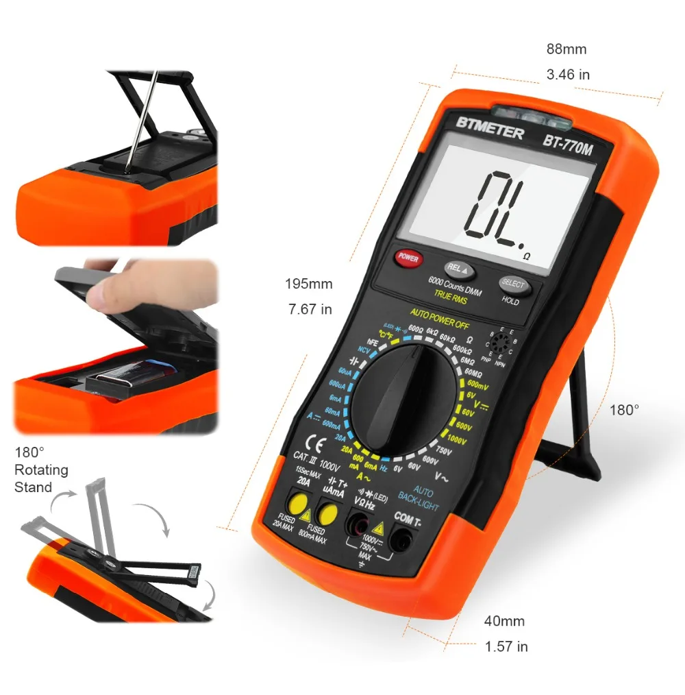 AC, DC Voltage Meter, Teste de diodo,