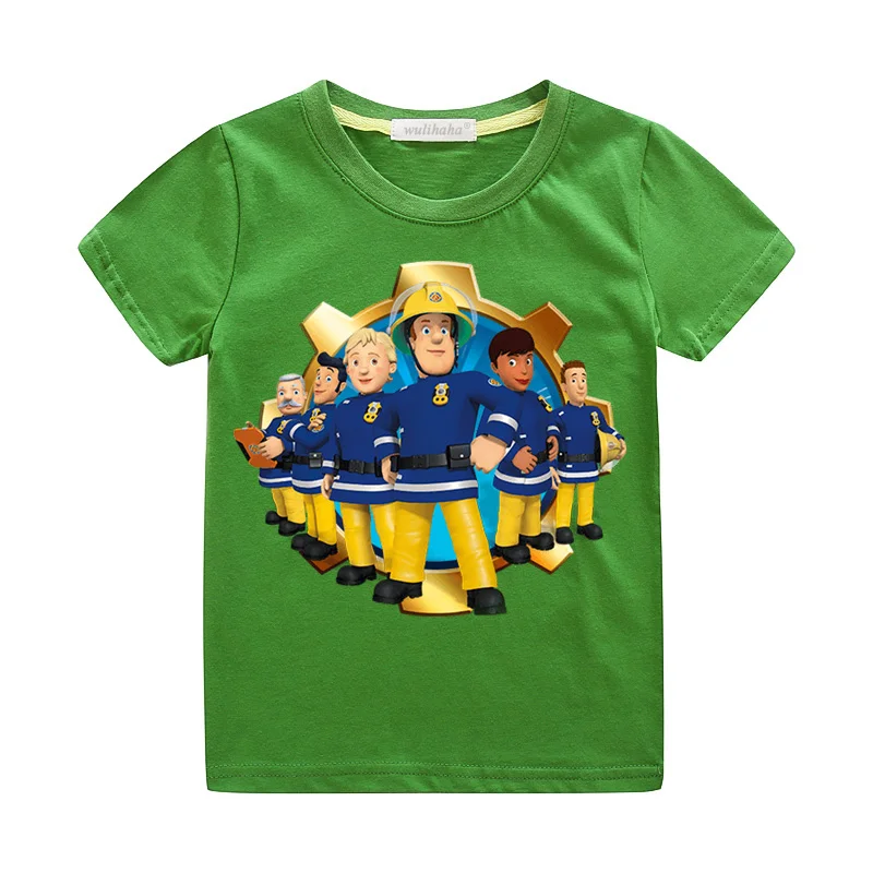 Детская летняя одежда для футболок с пожарным Сэмом повседневные футболки для мальчиков и девочек, белые футболки с короткими рукавами, топы, одежда футболки для малышей, ZA077