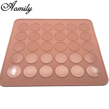 

Aomily 29*26cm Macaron 30 Circles Silicone Dough Mat Bakeware Pastry Oven Pasta Tool Baking Sheet Tray Liner Mat Cake Pad