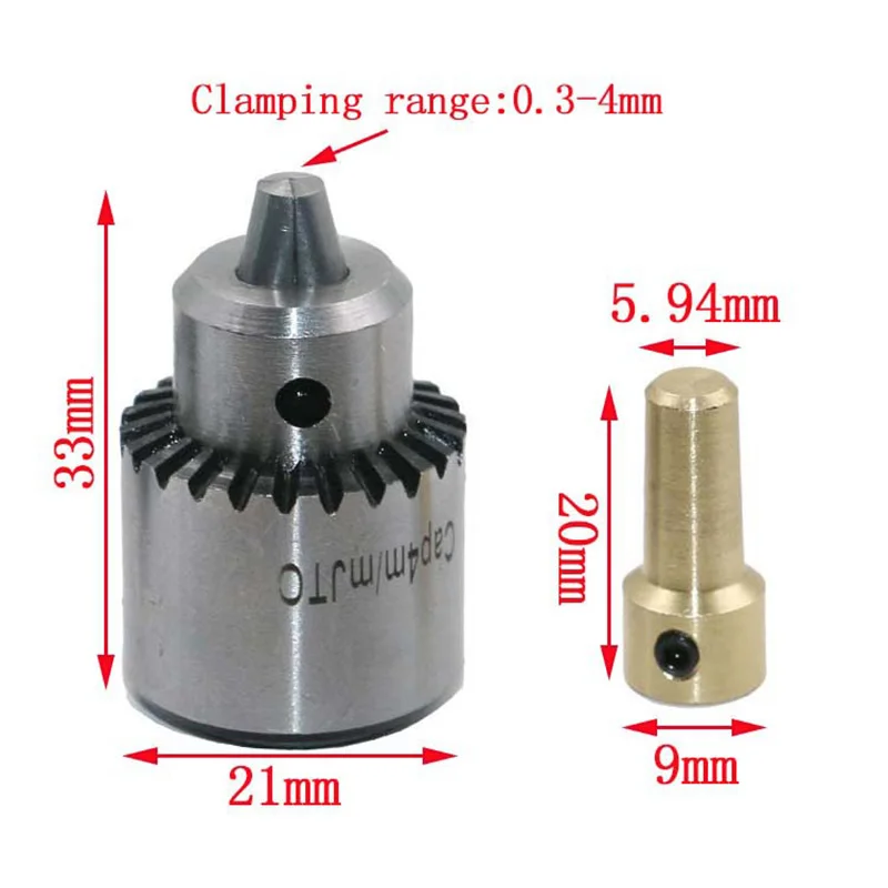 

HOT 4 Pcs/Set Micro Motor Drill Chucks Clamp 0.3-4mm Taper Drill With Chuck Key 3.17mm 1/8inch Shaft Connecting Rod NDS66