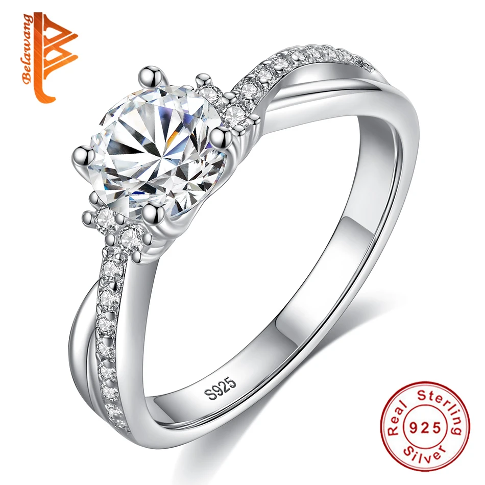 Shining Crystals Rings Wedding Engagement Gift For Woman 925 Silver Fine Jewelry