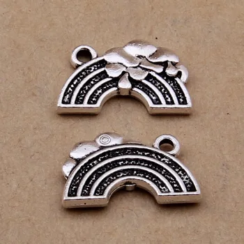 

RAINXTAR Hot Antique Silver Color Rainbow Shape Alloy Charms 50pcs AAC1223