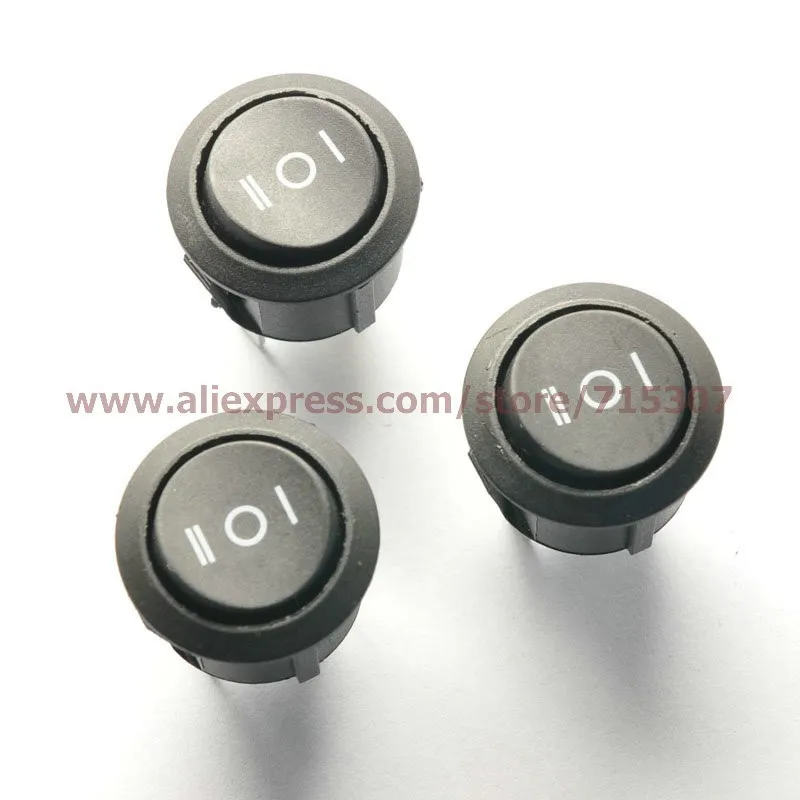 KCD1-105 round on-off-on 3pins black 10A 125V 6A 250V(2)