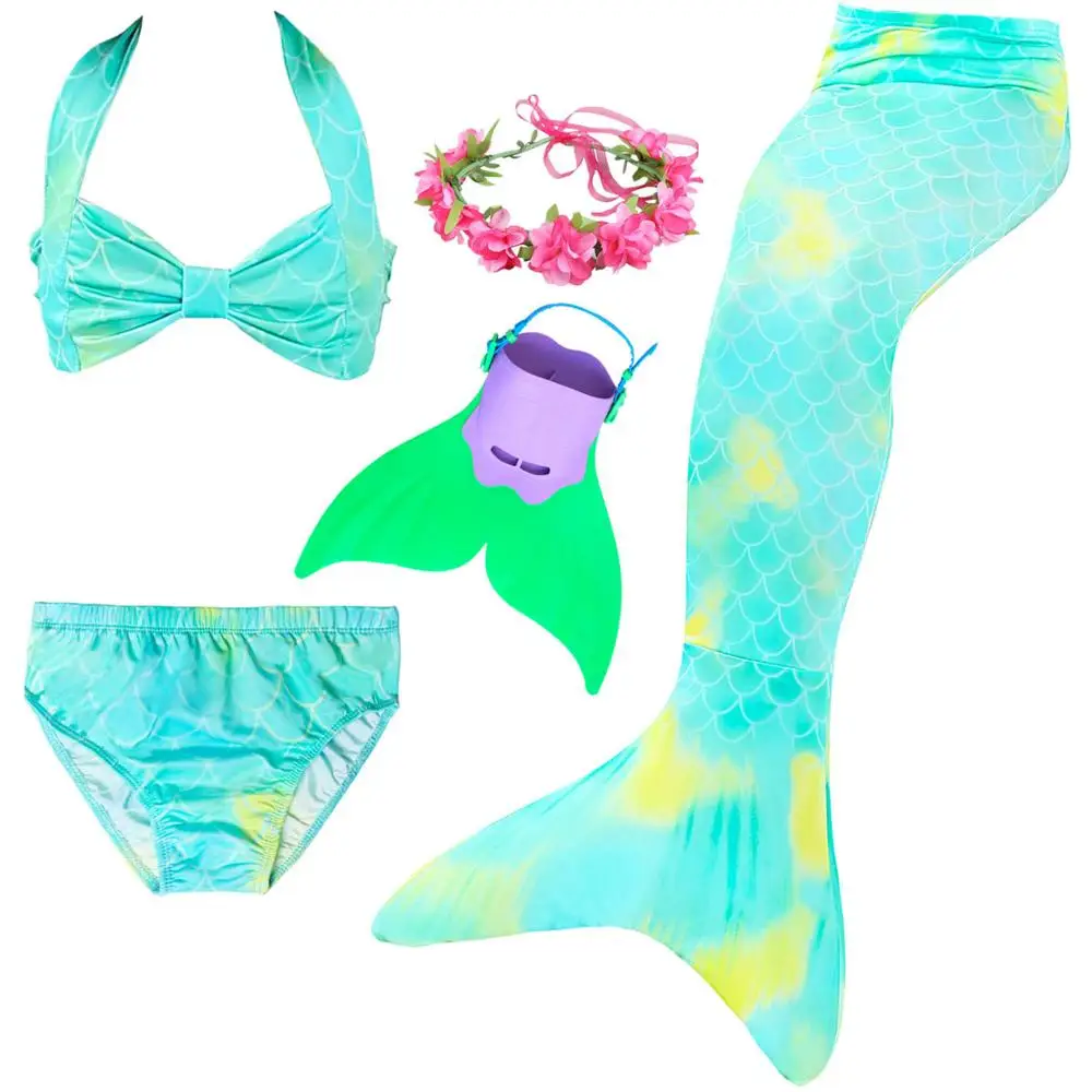 

HOT Kids Girls Swimming Mermaid tails with Fin Swimsuit Bikini Bathing Suit Dress for Girls With Flipper Monofin For Swim