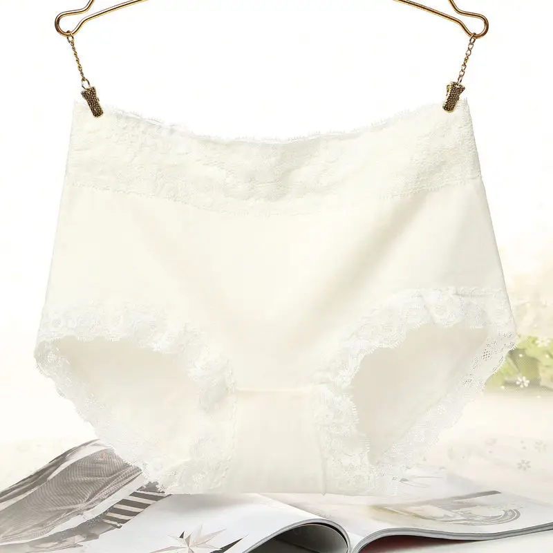 

One-piece underwear female combed cotton ladies high waist Japanese sexy seamless lace soft and breathable cotton fabric