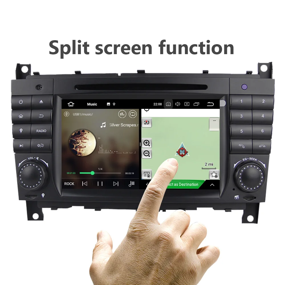 Best Eunavi 8 Core 2 Din Android 9 Car Dvd Player Radio GPS For C-class W203 2004 - 2007 Clk W209 2005 A-w168 1998 2002 Clk-c209 DSP 1
