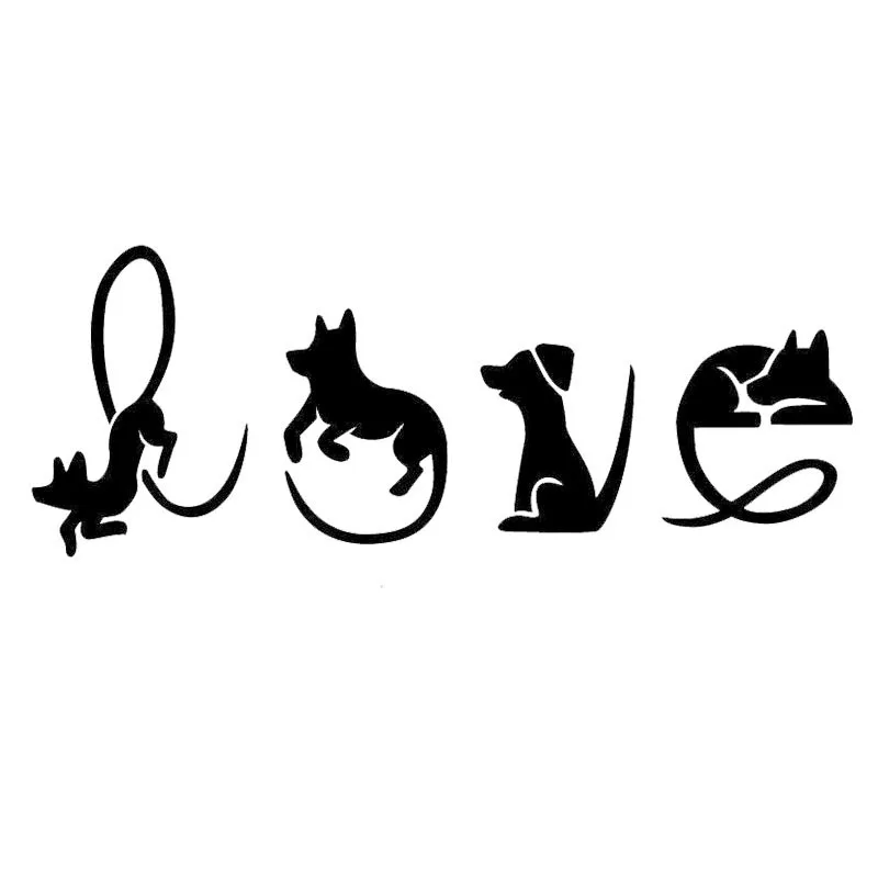 

16*6.1CM Dogs Spell LOVE Vinyl Decal Personality Car Stickers Car Styling Truck Decoration Black/Silver S1-1499