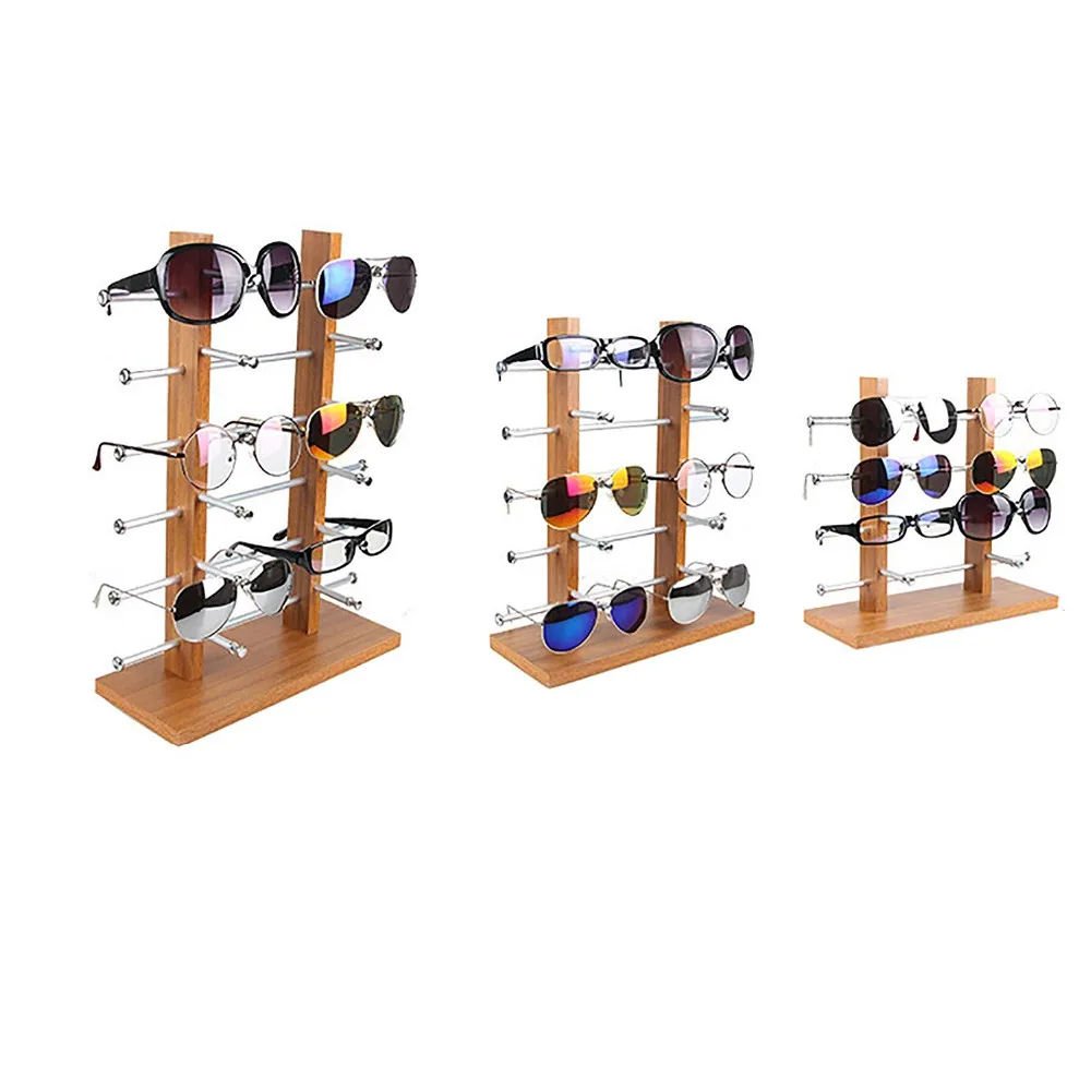

SZanbana Double Row Wood Sunglasses Eyeglasses Display Shelf Rack Frame Stand Holder For Trade Show Retail Shop Store 4/5/6Level
