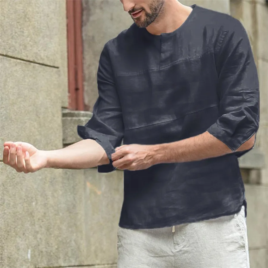 2019 fashion swimming suit for men long solid color cotton and cropped seven-quarter sleeve shirt camiseta surf hombre 30J22 (5)