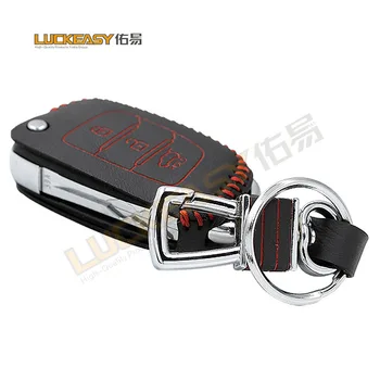 

luckeasy for hyundai mistral fold IX35 2013 shell car key case holder Kraft first layer 2013 key cover