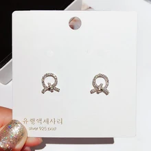 Нежные маленькие серьги-гвоздики с узлами микро украшенное кубическими камнями циркониевые сережки с хрусталем для женские украшения из циркона