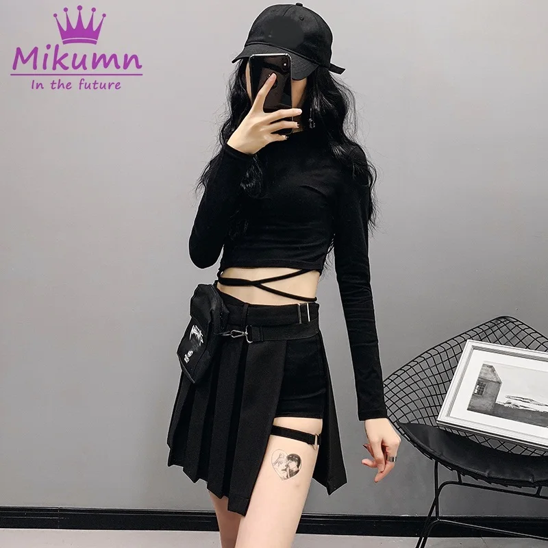 

Harajuku Punk Style Irregular Skirts Gothic Women Asymmetrical High Waist Pleated Skirts Girls Gothic Fashion Mini Short Skirts