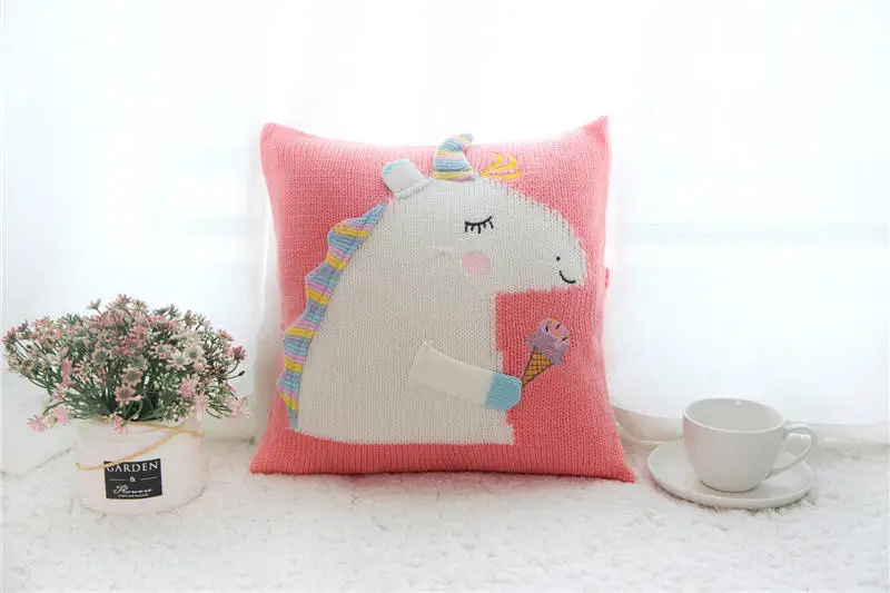 Baby Blanket Toddler Infant Newborn Knitted Blanket Pram Cot Bed Moses Basket Crib Cartoon Unicorn Nursery Sleeping Pillow - Цвет: pink pillow