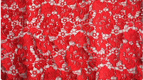 

Red Lace Fabric, Crocheted lace fabric, retro Floral Lace, on sale, 1 yard african lace fabric