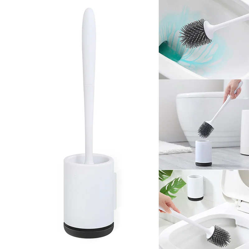 

Hot Toilet Brush with Holder Soft Silicone Brush with Quick Drying Holder Set FQ-ing
