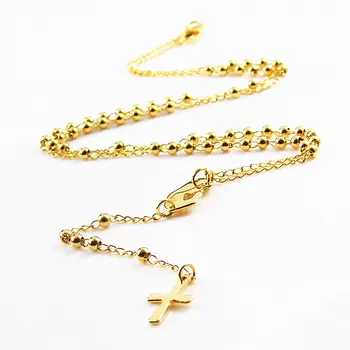 

Looker New Catholic Goddess Virgen de Guadalupe 3mm beads Yellow Gold Color Rosary Necklace Jewelry Jesus Crucifix Cross Pendant