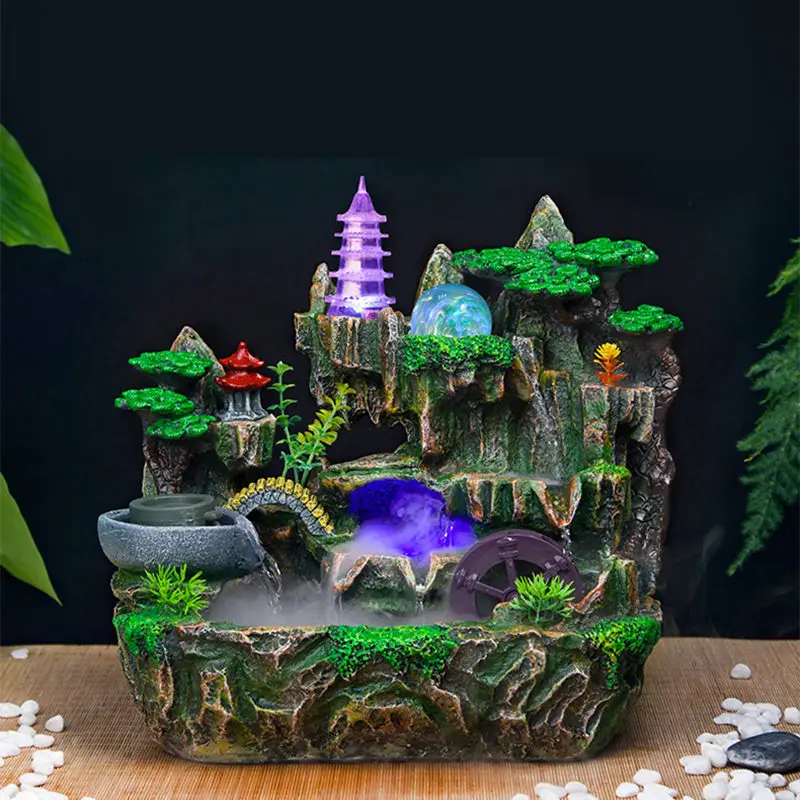 

Resin Water Fountain FengShui Ornament Gift Packing Artificial Aromatherapy Indoor Air Humidifier Home Christmas Decoration